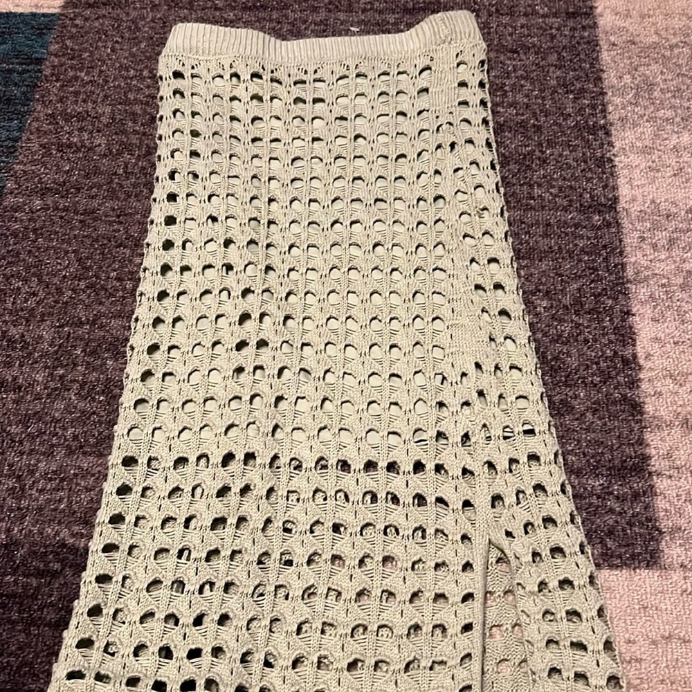 Freshman 1996 Khaki green Crochet skirt XS NWOT